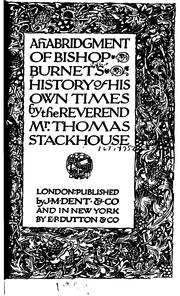 Cover of: An abridgment of Bishop Burnet's history of his own times by Burnet, Gilbert