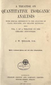 Cover of: A treatise on quantitative inorganic analysis by Mellor, Joseph William