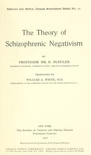 Cover of: The theory of schizophrenic negativism by Eugen Bleuler