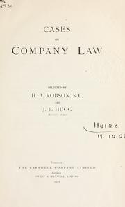 Cases on company law by Robson, Hugh Amos