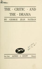 Cover of: The critic and the drama