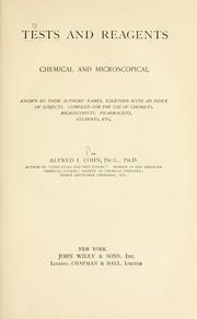 Cover of: Tests and reagents by Alfred I. Cohn