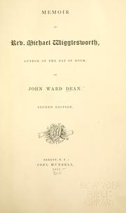Cover of: Memoir of Rev. Michael Wigglesworth by John Ward Dean
