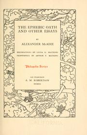 Cover of: The ephebic oath: and other essays / by Alexander McAdie; decorations by Lucia K. Mathews, frontispiece by Arthur F. Mathews.