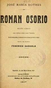 Cover of: Román Osorio: sueño lírico con vistas a don Juan Tenorio en una borrachera, dividida en cinco delirios, en prosa y verso