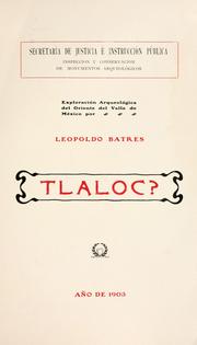 Cover of: Tlaloc?: exploraci©Øon arqueol©Øogica del Oriente del Valle de M©Øexico