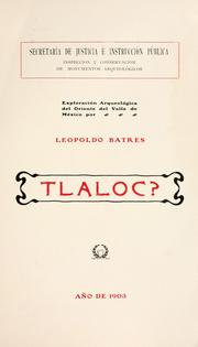 Cover of: Tlaloc? by Leopoldo Batres