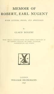 Cover of: Memoir of Robert, earl Nugent