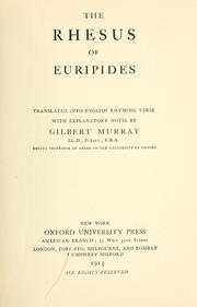 Cover of: The Rhesus of Euripides