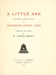 Cover of: A little ark containing sundry pieces of seventeenth-century verse by George Thorn-Drury