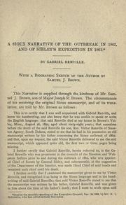 Cover of: Sioux narrative of the outbreak in 1862, and of Sibley's expedition in 1863