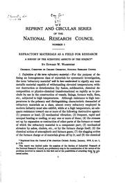 Refractory materials as a field for research by Edward W. Washburn