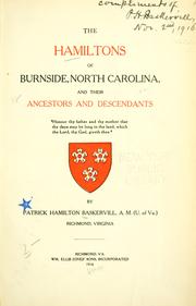 The Hamiltons of Burnside, North Carolina by P. Hamilton Baskervill