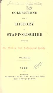 Cover of: Collections for a history of Staffordshire. Volume IX by Staffordshire Record Society
