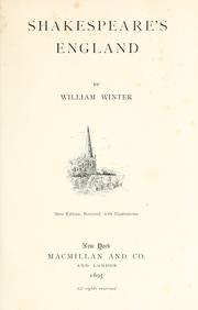 Cover of: Shakespeare's England. by William Winter, William Winter