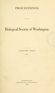 Cover of: Proceedings of the Biological Society of Washington. by Biological Society of Washington.