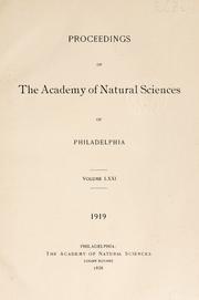 Cover of: Proceedings of the Academy of Natural Sciences of Philadelphia, Volume 71