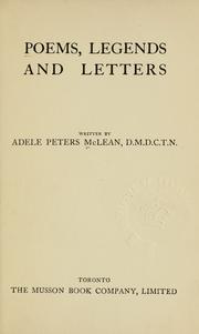 Cover of: Poems, legends and letters