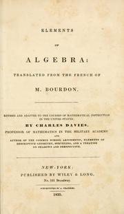 Cover of: Elements of algebra by Charles Davies