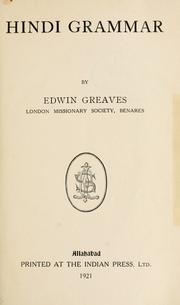 Cover of: Hindi grammar. by Edwin Greaves