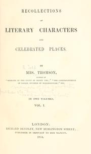 Cover of: Recollections of Literary Characters and Celebrated Places by Katherine Byerley Thomson