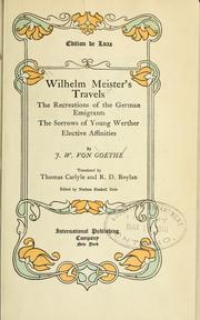 Cover of: Wilhelm Meister's travels: and The recreations of the German emigrants