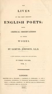 Cover of: The lives of the most eminent English poets by Samuel Johnson