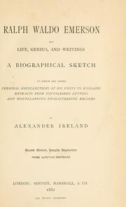 Cover of: Ralph Waldo Emerson: his life, genius, and writings.  A biographical sketch.