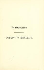 Cover of: In memoriam: Joseph P. Bradley.