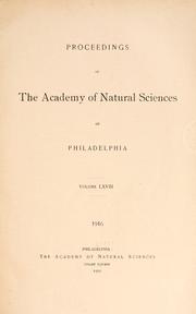 Cover of: Proceedings of the Academy of Natural Sciences of Philadelphia, Volume 68