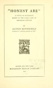 Cover of: "Honest Abe" by Alonzo Rothschild