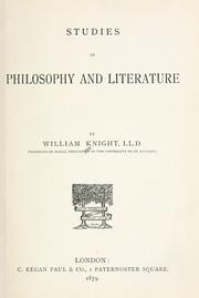 Cover of: Studies in philosophy and literature by William Angus Knight