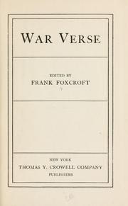 Cover of: War verse by Frank Foxcroft, Frank Foxcroft