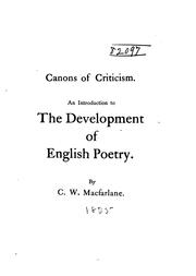 Canons of criticism by C. W. Macfarlane