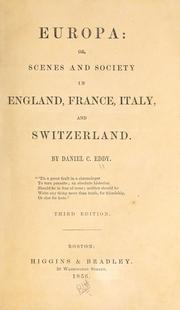 Cover of: Europa: or, Scenes and society in England, France, Italy, and Switzerland.