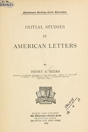 Cover of: Initial studies in American letters. by Henry A. Beers