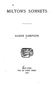 Cover of: Milton's sonnets by Alden Sampson, Alden Sampson