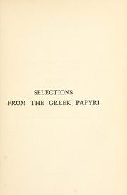 Cover of: Selections from the Greek papyri. by George Milligan