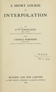 Cover of: A short course in interpolation by E. T. Whittaker