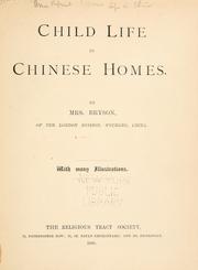 Cover of: Child life in Chinese homes