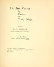 Cover of: Dublin verses by members of Trinity College by Hinkson, H. A., Hinkson, H. A.