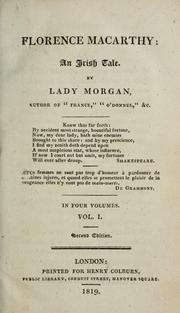 Florence Macarthy by Lady Morgan