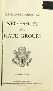 Cover of: Preliminary report on neo-fascist and hate groups.
