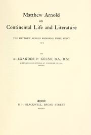 Cover of: Matthew Arnold on continental life and literature