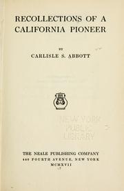 Recollections of a California pioneer by Carlisle Stewart Abbott