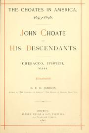 Cover of: Choates in America. 1643-1896.