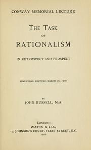 Cover of: The task of rationalism, in retrospect and prospect by Russell, John, M. A