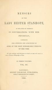 Cover of: Memoirs of the Lady Hester Stanhope