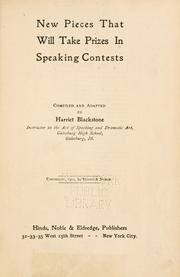 New pieces that will take prizes in speaking contests by Harriet Blackstone