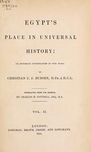 Cover of: Egypt's place in universal history by Christian Karl Josias von Bunsen